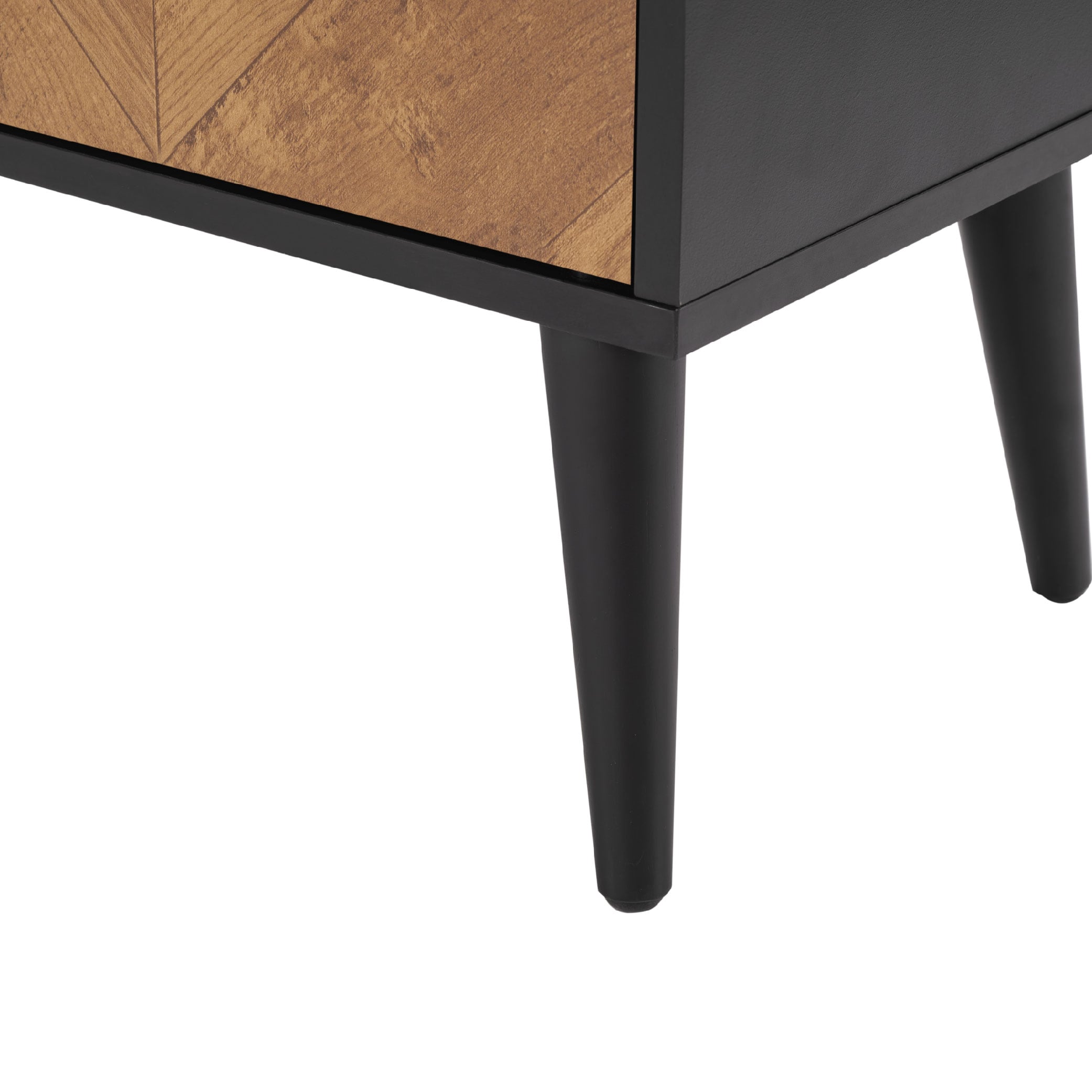 Accent Cabinet With Adjustable Shelf, Kitchen Storage Cabinet With Herringbone Design, Black Sideboard For Living Room, Kitchen, Entryway_voghion.com